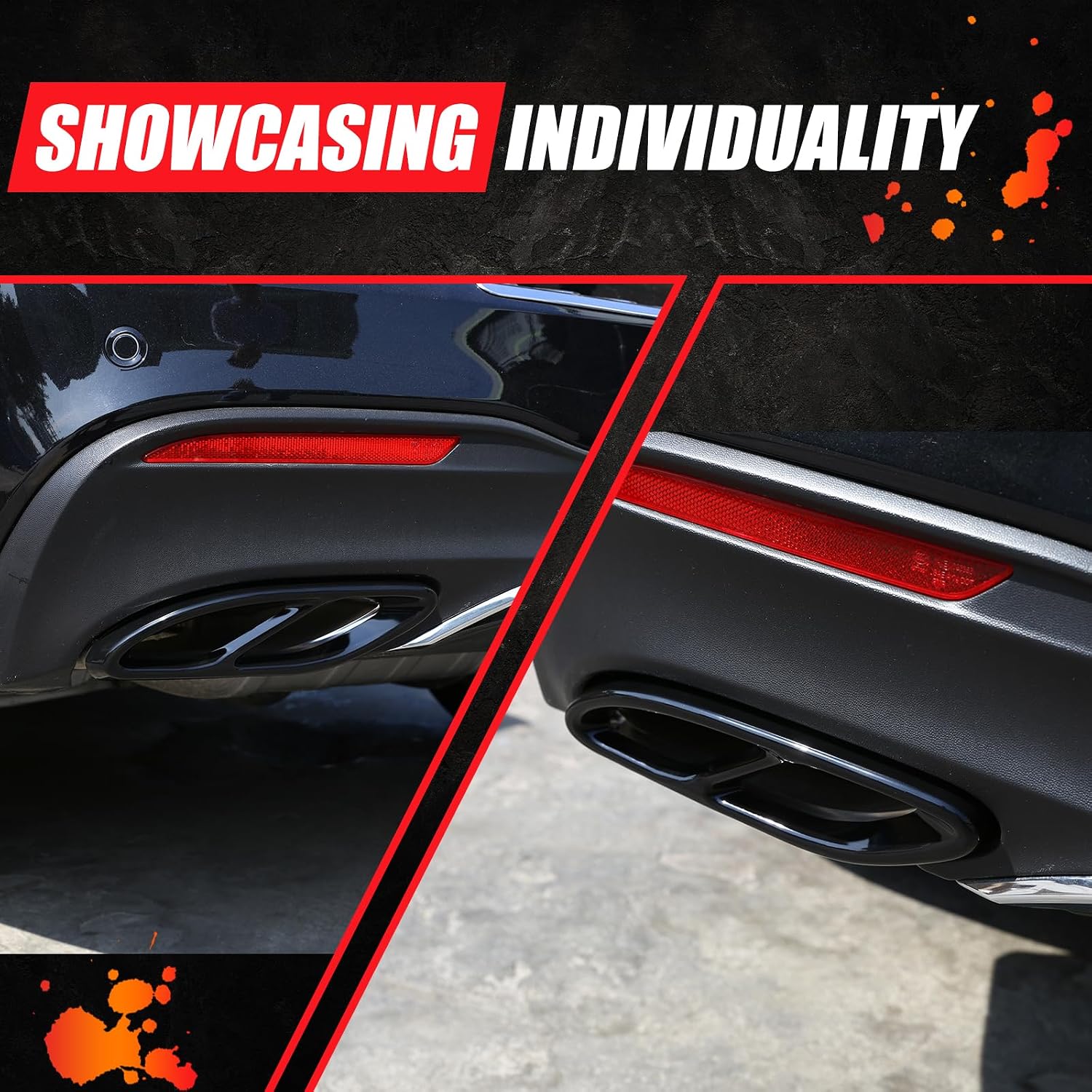 Car Exterior Exhaust Pipe Cover Compatible With Mercedes-Benz A B C E CLA CLS GLC GLE GLS Class W205 W213 X253 C257, Stainless Steel Tailpipe Exhaust Pipes Frame Trim (Glossy Black, Upgraded)