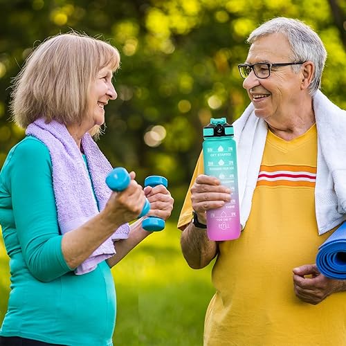 Miniatura 7 de 32 oz Water Bottles with Times to Drink and Straw, Motivational Water Bottle with Time Marker, Leakproof & BPA Free, Drinking Sports Water Bottle