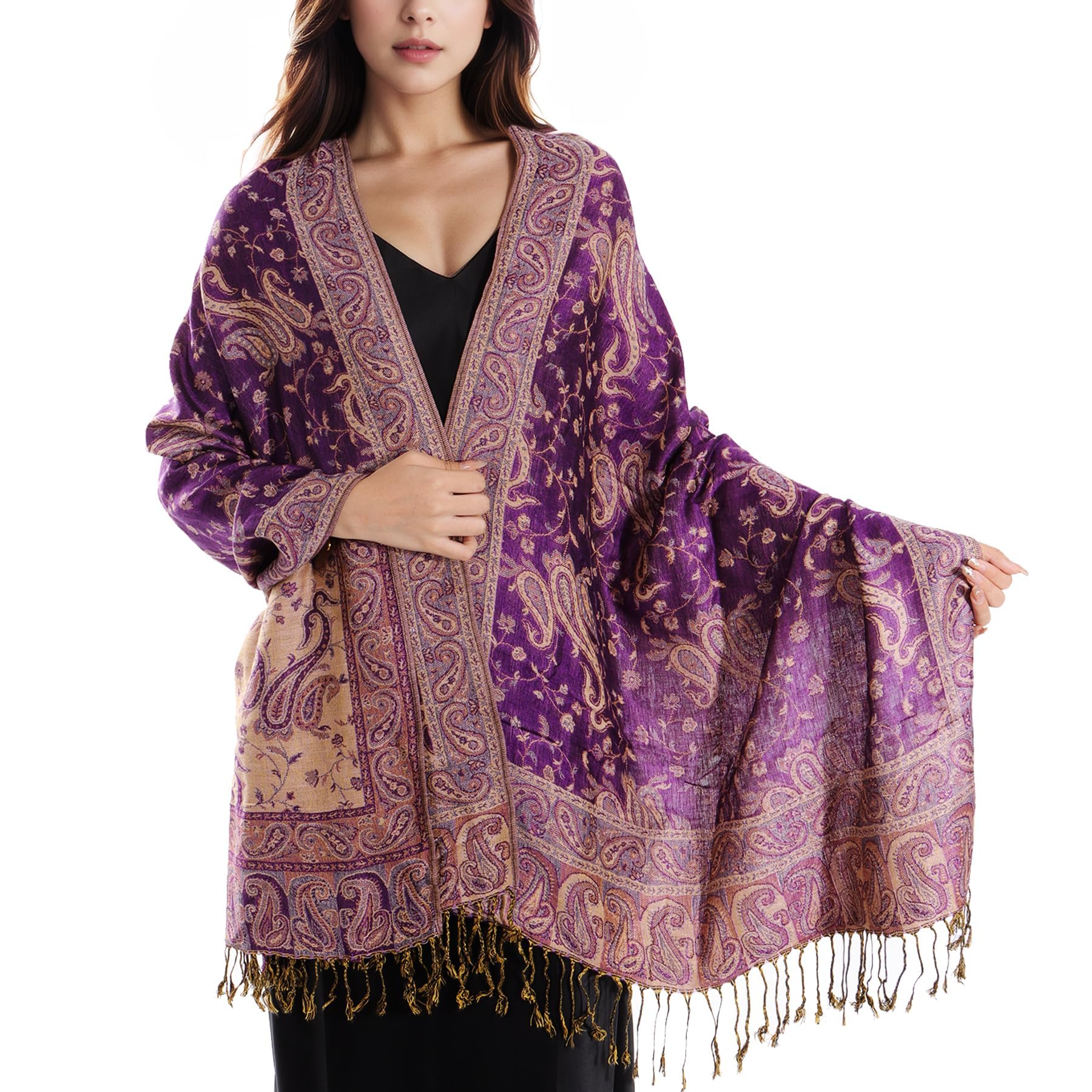 Kobiety Pashmina Szale i Chusty Szalik Miękki Jedwabisty Odwracalny Szaliki Paisley Szal dla Kobiet