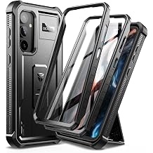 Dexnor Bumper Case for Samsung Galaxy S23 FE, Full-Body Shockproof Rugged Heavy-Duty Protective Cover Dual-Layer Protection with 2 Front Frames & Built-in Screen Protector & Kickstand,Black