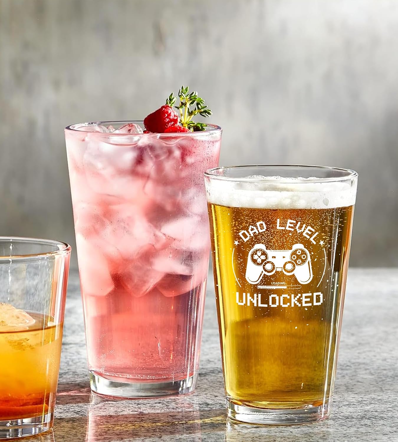 Christmas Gifts for New Dad, Daddy Birthday Gift for Father to Be, Christmas gift for New Dada Soon to Be Father Stepdad Bonusdad, Dad Level Unlocked Beer Glass