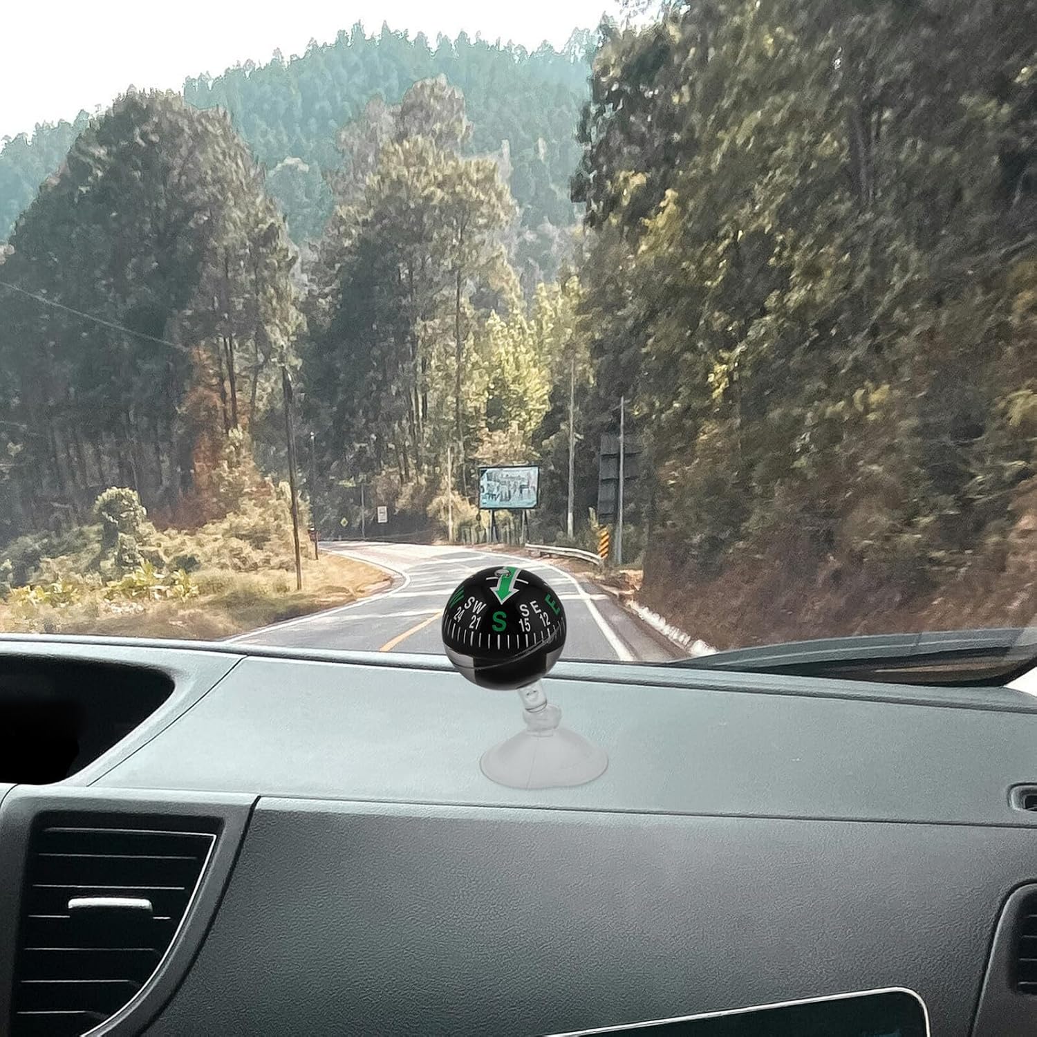 Portable Suction Cup Compass for Vehicle and Use Plastic Dashboard Navigation Ball Car and Boat Direction Guide Featuring Strong Attachment and Compact Design