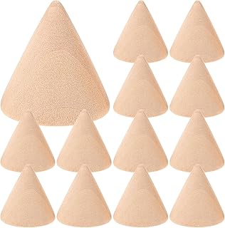 SUPVOX 10pcs Natural Wood Cone Ring Holders Unpainted Wooden Cones to Craft Paint Jewelry Display Stand 3.1cm