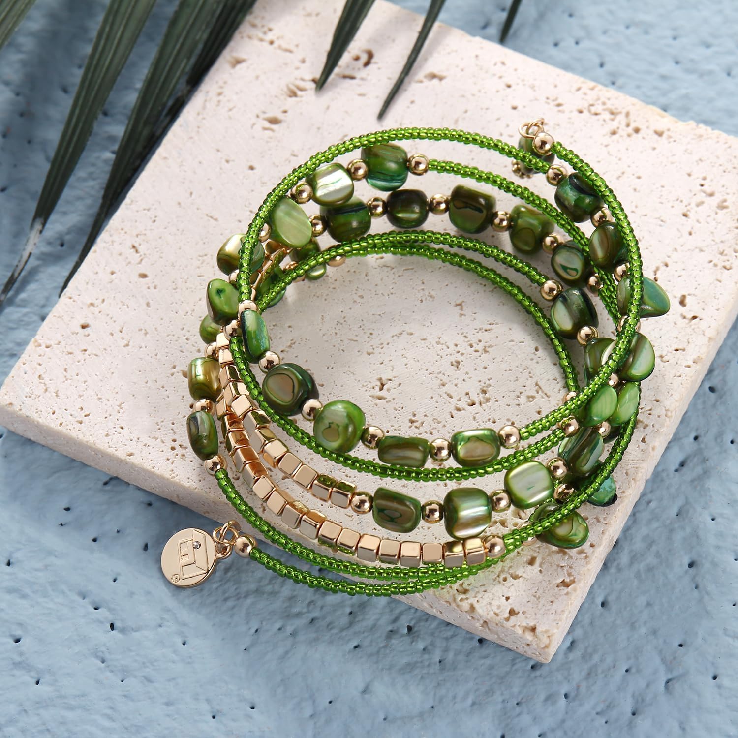 Firstmeet Bohemian Layered Shell Beaded Necklace Set Seed Bead Irregular Costume Jewelry for Women - Image 7