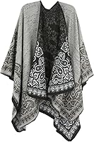 Vista 81 de Poncho chal para mujer, suéteres suaves y cálidos para mujer, parte delantera abierta, poncho de viaje para otoño, invierno y primavera