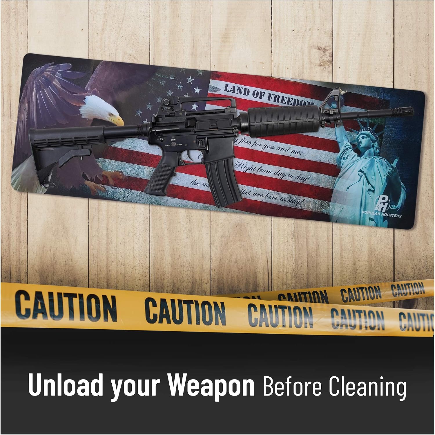 Gun Cleaning Mat for All Guns by PH - Gun Mat Measures 12"x36"x 3 mm - Oil and Solvent Resistant Padded Non-Slip - Compatible with Rifles and Small to Large Pistols - Workbench Mat for Firearm