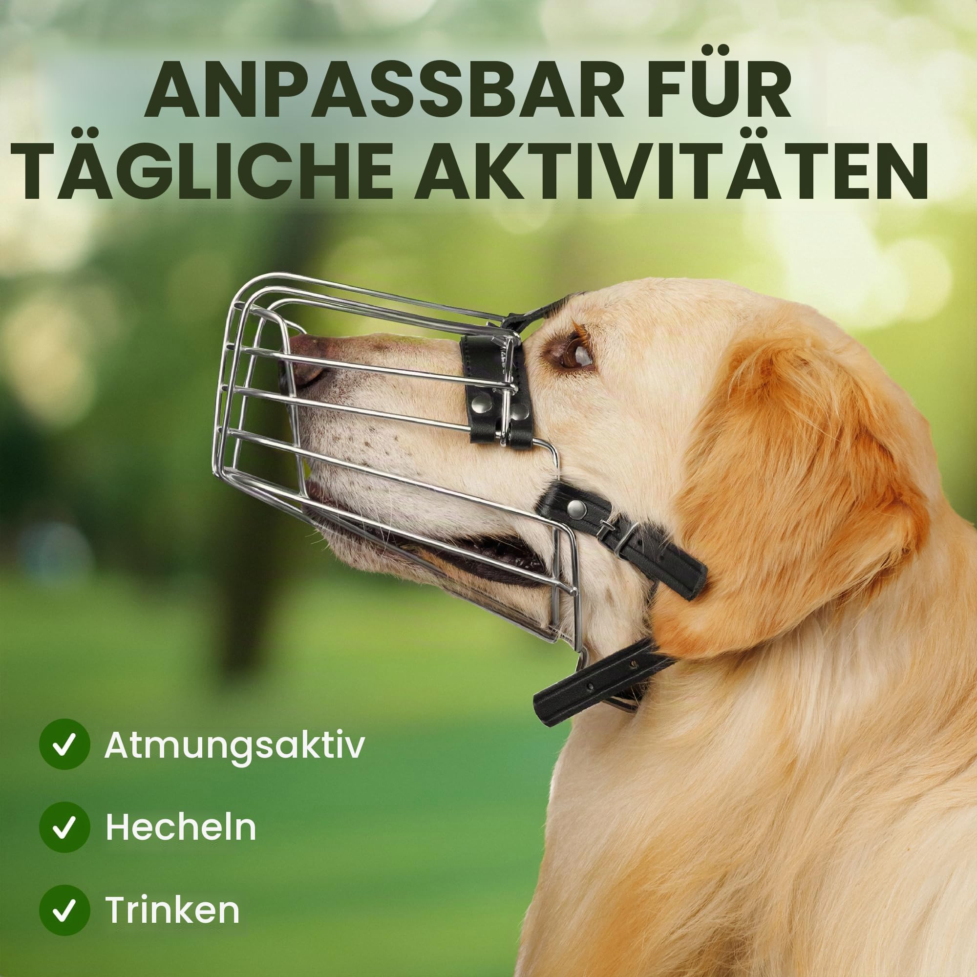 BRONZEDOG Drahtkorb Hund Maulkorb Metall Hund Maulkorb Leder verstellbar (Size 5: Belgian Malinois & Golden Retriever)