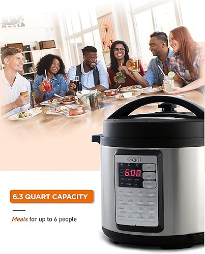 Miniatura 4 de Commercial Chef Olla a presión eléctrica de 6.3 cuartos de galón, temporizador preestablecido de 24 horas, interior de acero inoxidable con