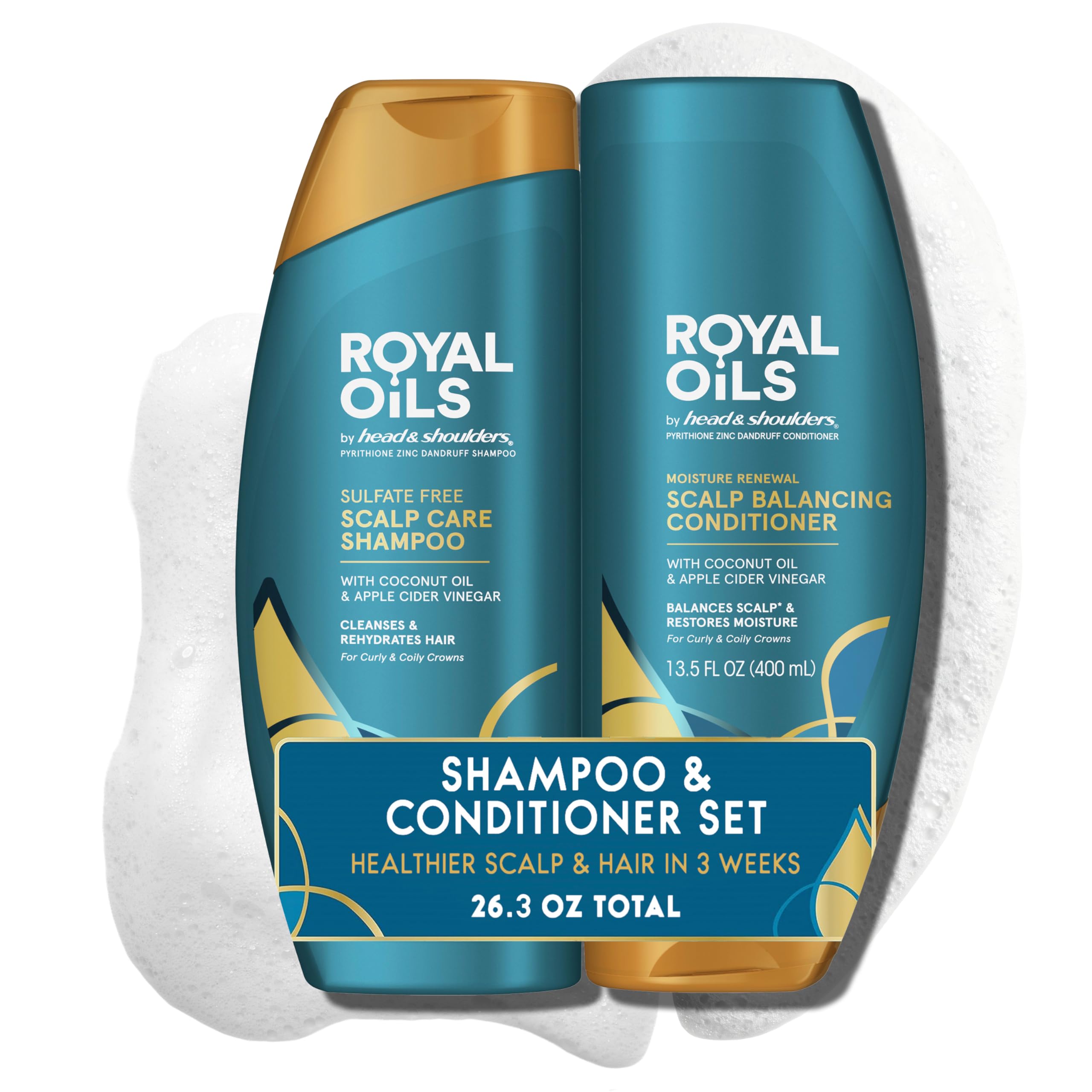 Amazon.com : Head & Shoulders Royal Oils Shampoo and Conditioner Set, 1%  Pyrithione Zinc, Scalp Care & Hydration, Moisture Renewal Conditioner +  Anti-Dandruff Shampoo, 12.8 fl oz Each : Beauty & Personal Care