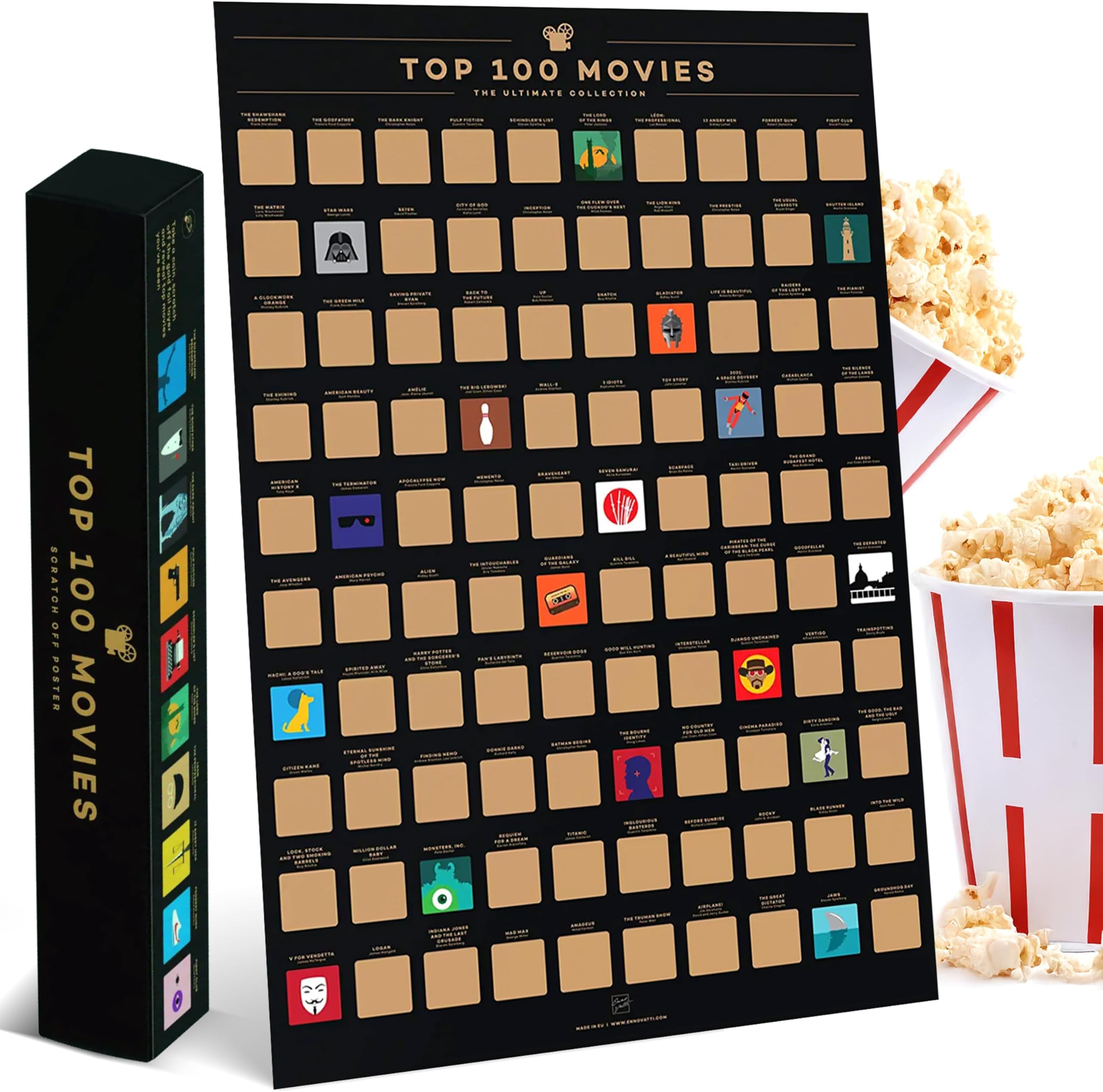 Top 100 Movies Scratch Off Poster