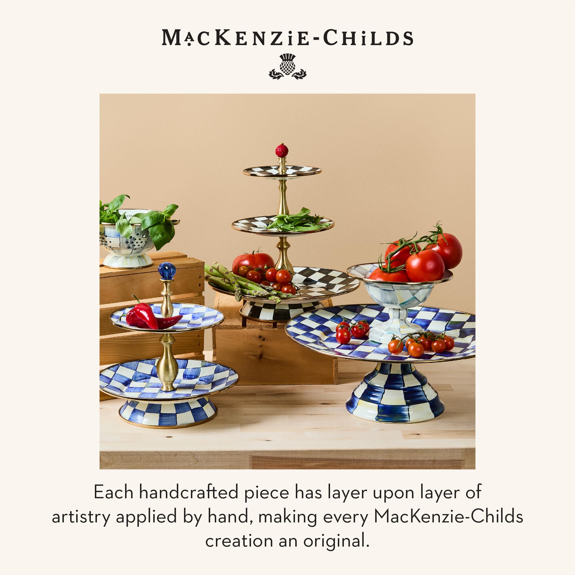Amazon.com: MACKENZIE-CHILDS Enamel Pedestal Platter, Round Cake