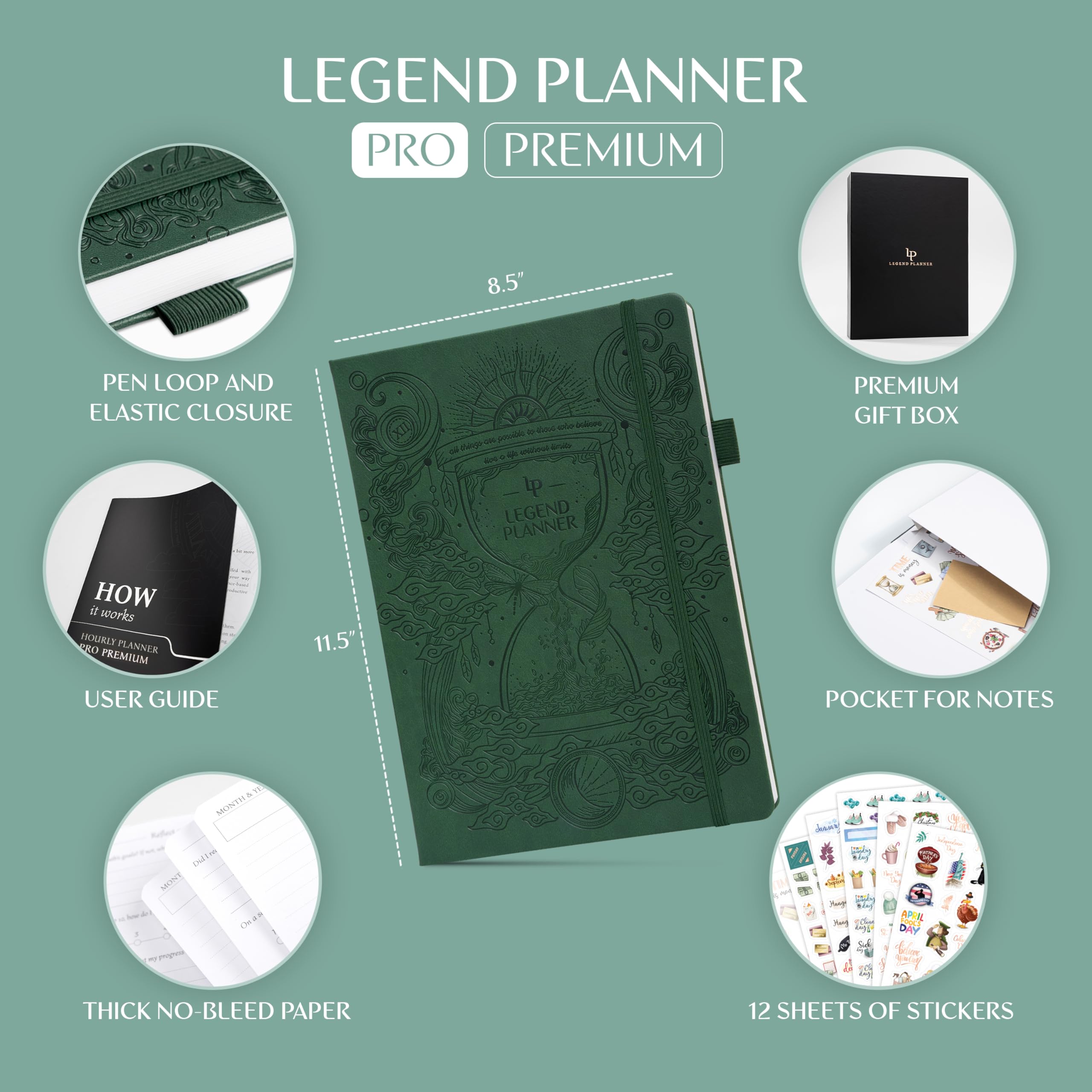 Legend Hourly Planner PRO Premium, Large Undated Schedule Planner with Time Slots - Image 2