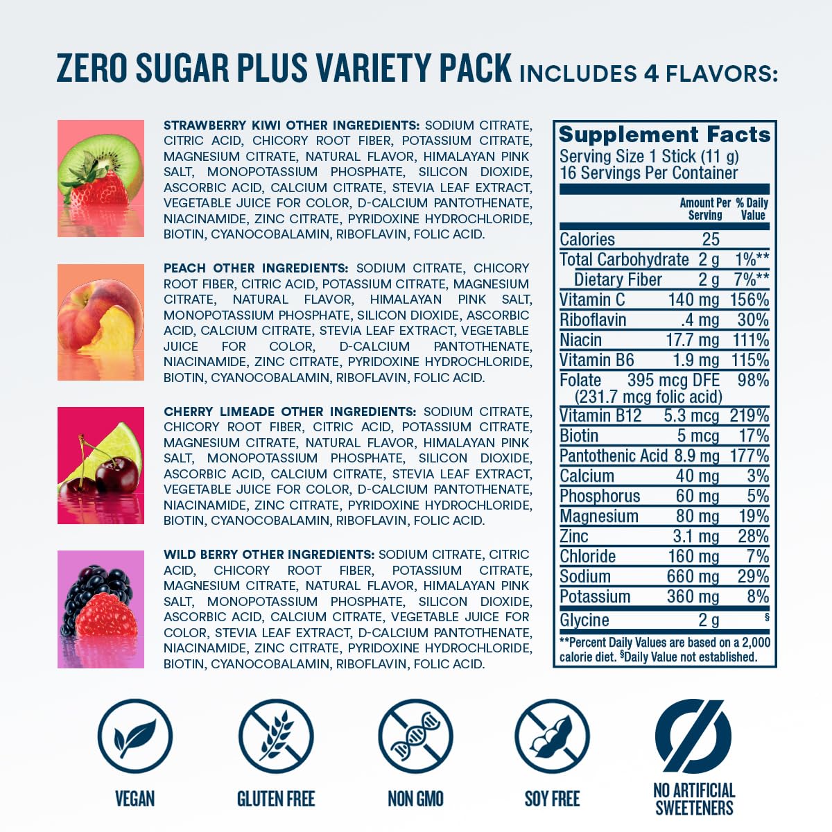 DripDrop Zero Sugar Plus Electrolyte Powder Packets, Variety Pack, 16 Count — Amazon image 8