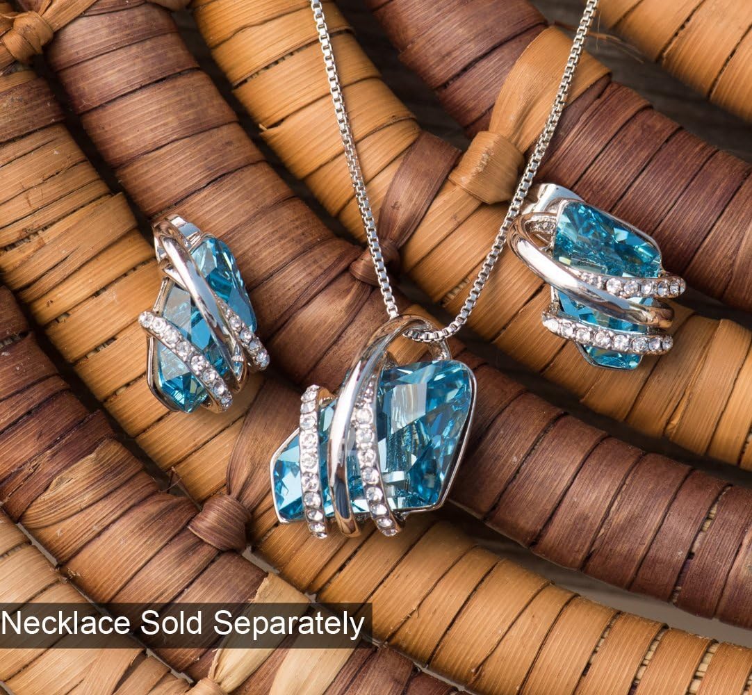 Leafael Wish Stone Stud Earrings with Birthstone Crystals, 18K Rose Gold Plated or Silver-tone - Image 5