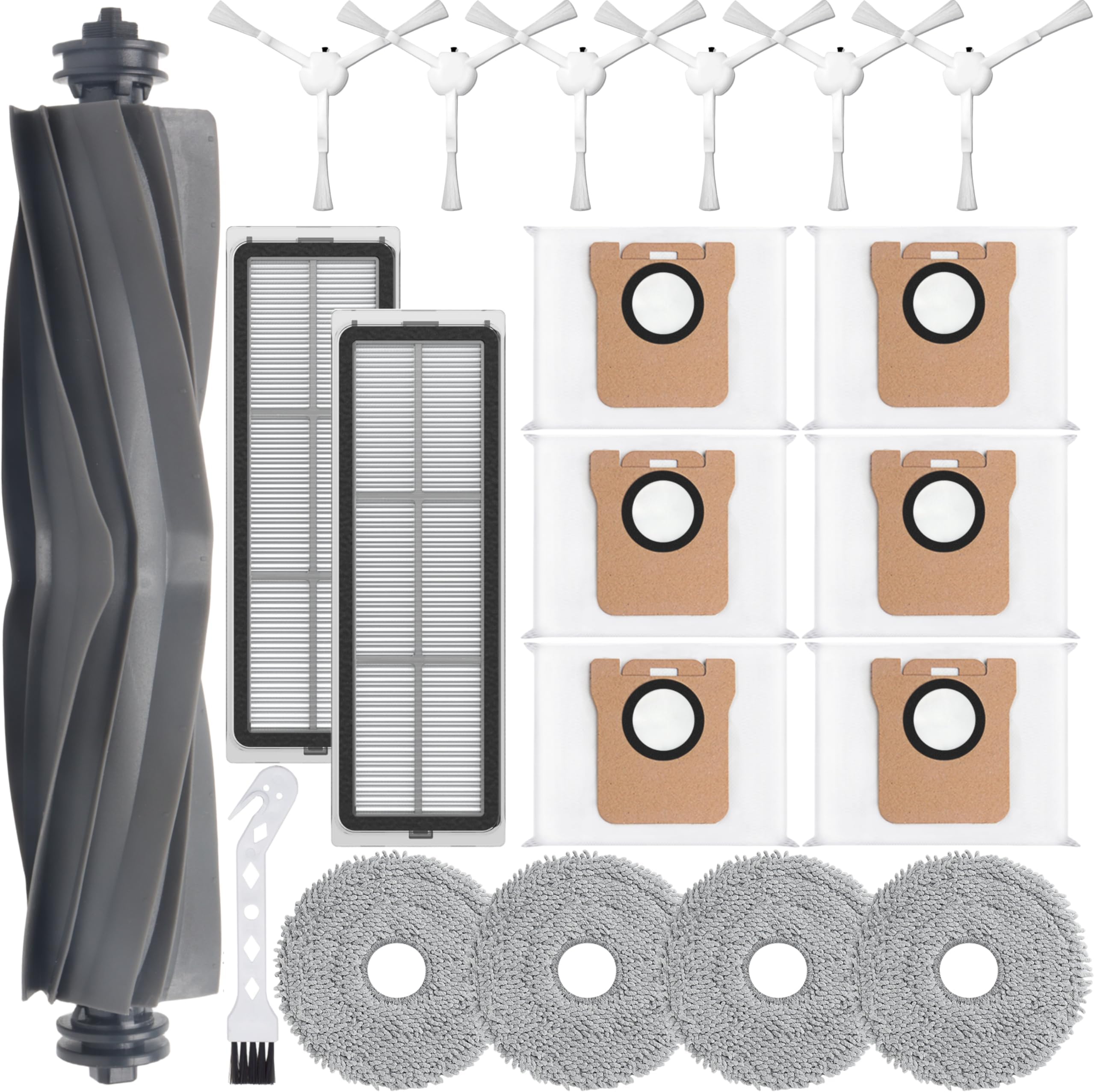 19Pcs Replacement Parts for Dreame L10S Ultra,Dreame L10s Ultra Vacuum Cleaner Accessories Kit,1 Main Brush,2 HEPA Filters,4 Mop Pads,6 Dust Bags,6 Side Brushes, BL-L20