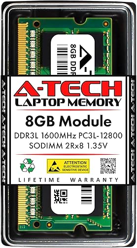 A-Tech 8 GB de RAM para laptop Dell Inspiron 15 3000 3558 | DDR3 1600MHz PC3-12800 no ECC SODIMM 2Rx8 1.35V y módulo de actualización de memoria