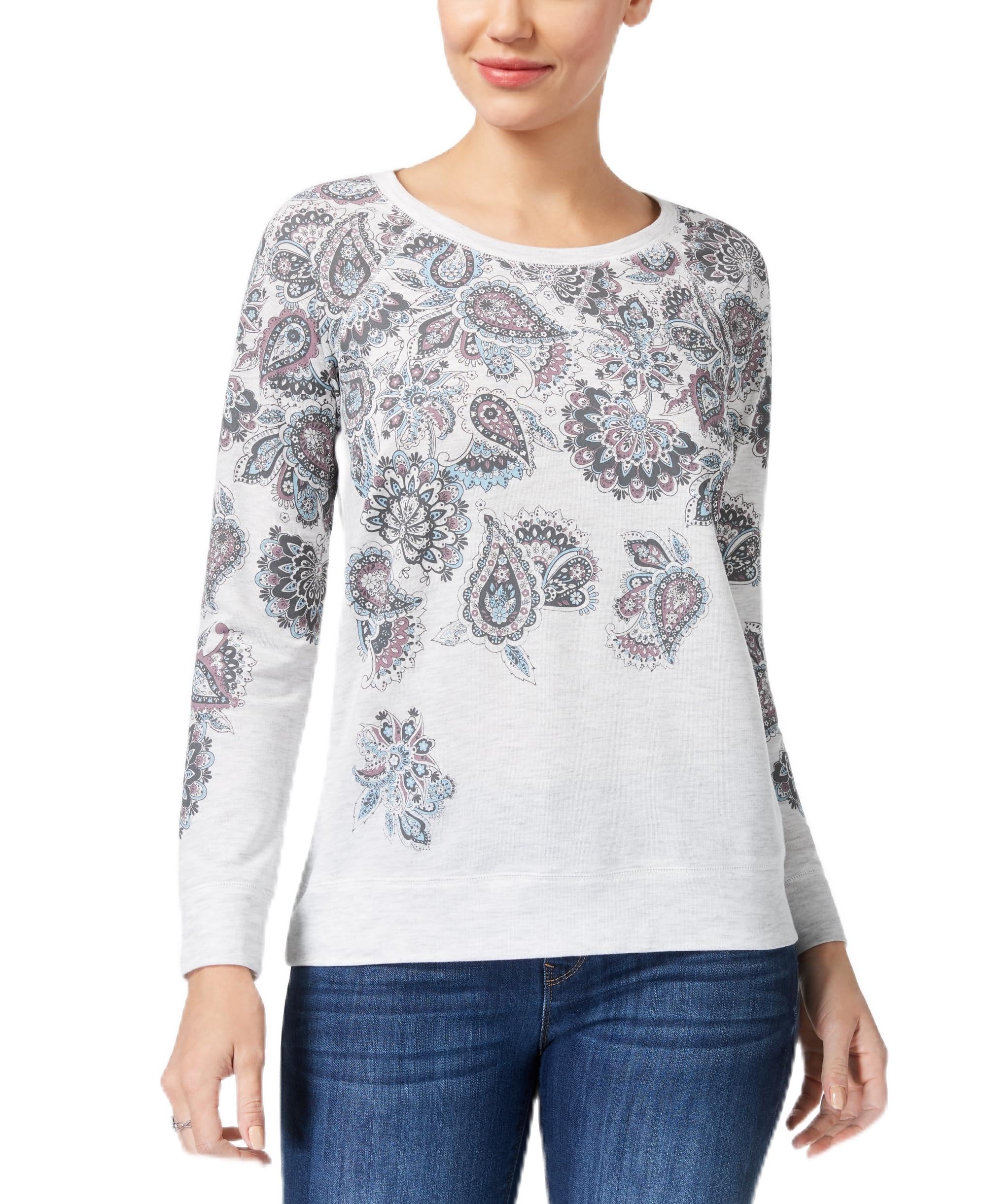 Style & Co.Long Sleeve Paisley Print Sweatshirt