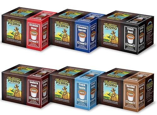 Cafe Don Pedro Paquete variado de cápsulas de café arábica bajas en ácido, compatible con cafetera Keurig K-Cup, 6 sabores diferentes, 100% arábica,