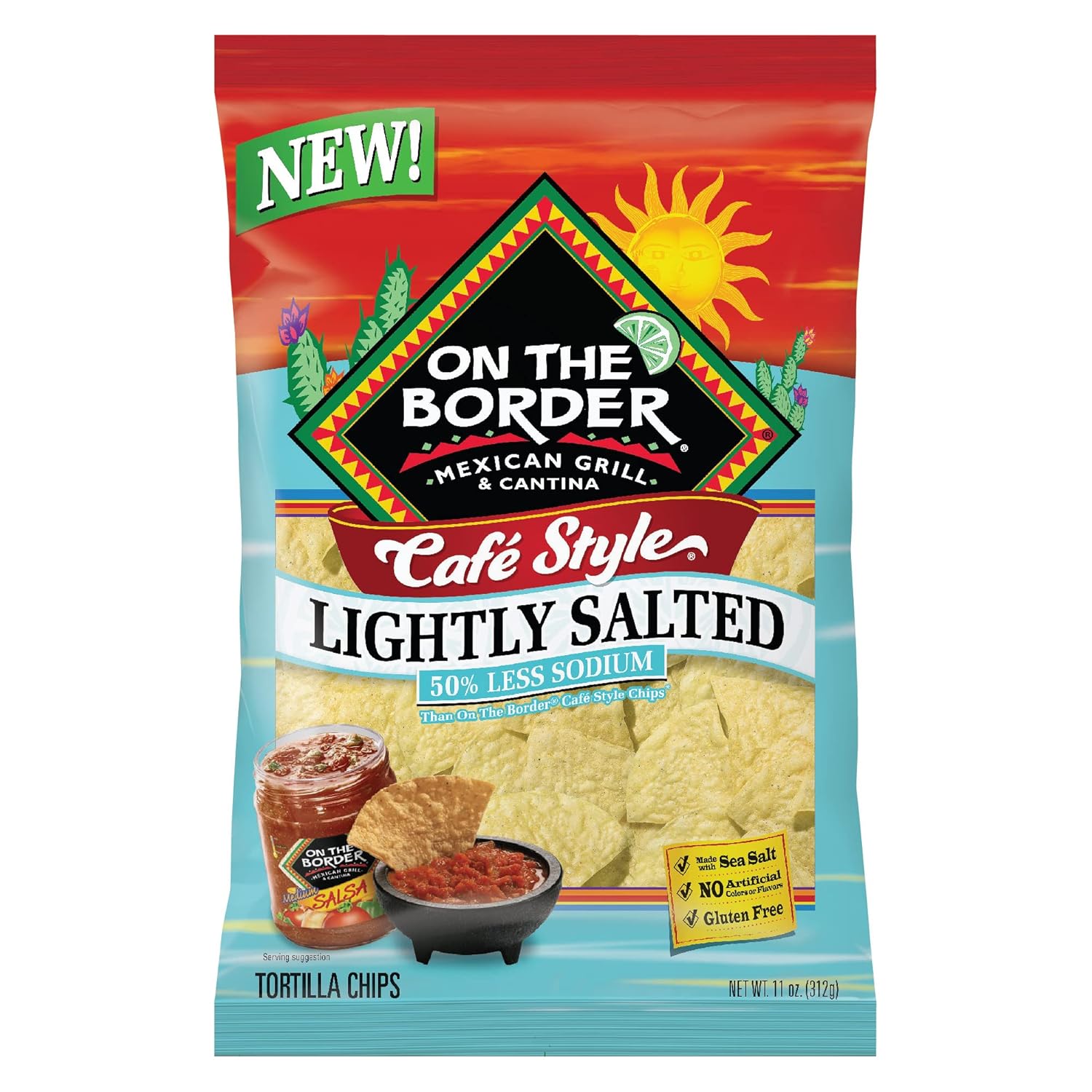 ON THE BORDER Café Style Lightly Salted Tortilla Chips 11 oz. Bag (Pack of 3)