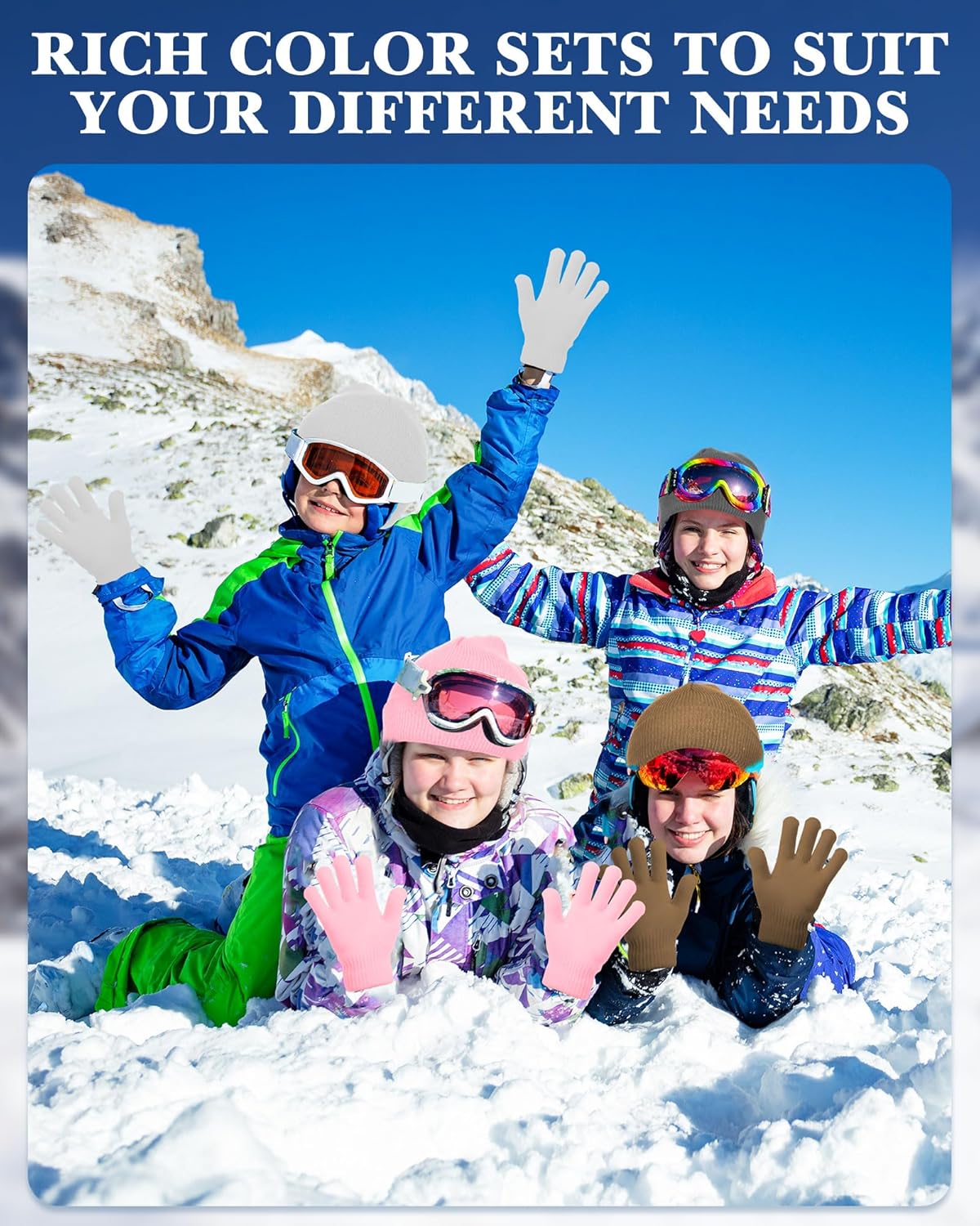 Kids Winter Beanie and Gloves Set Knit Hat Gloves Bulk Warm Unisex Cold Weather Hat for Donation - Image 4