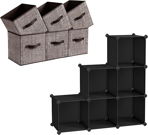 SONGMICS Cubos de almacenamiento y cubos organizadores de almacenamiento, cubos de tela no tejida de 11 pulgadas con asas dobles, organizador de