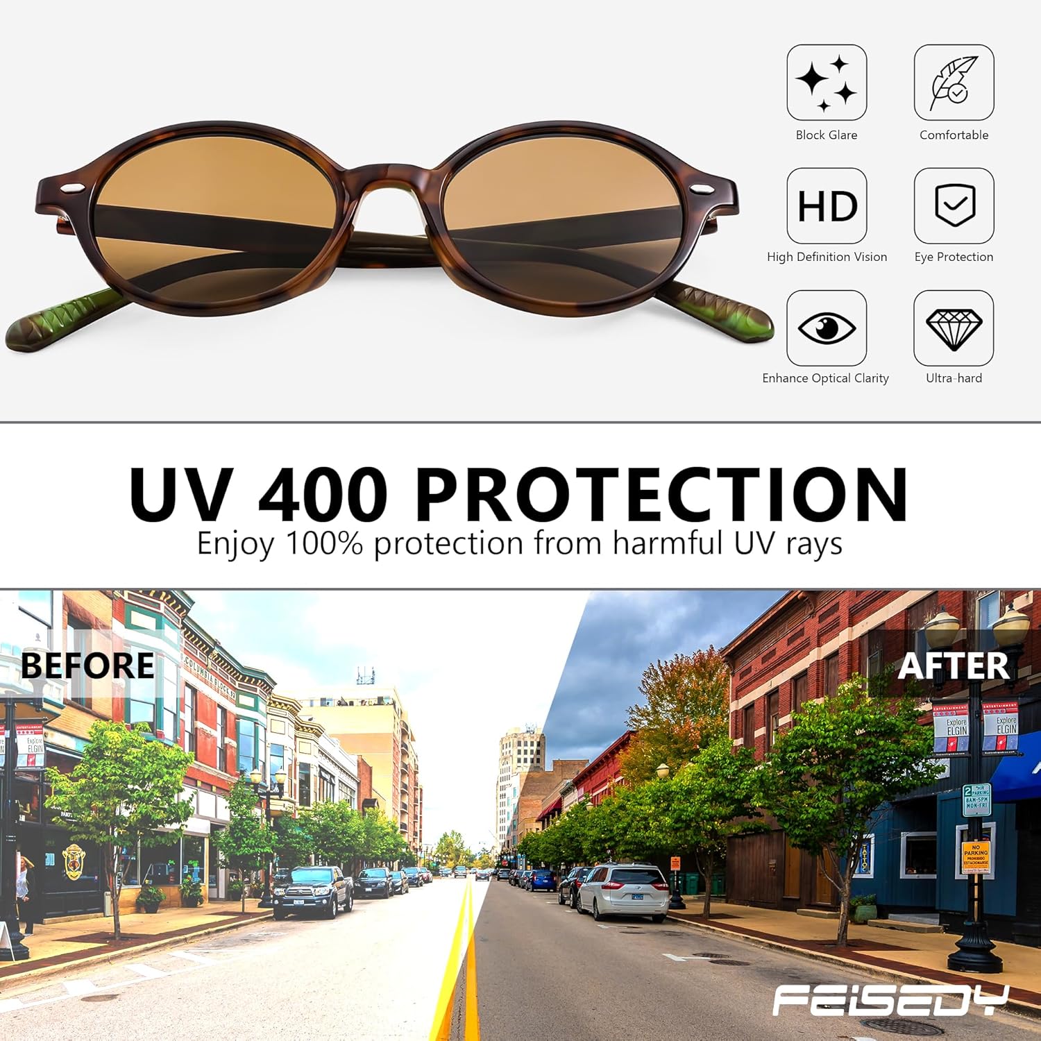 FEISEDY Retro Oval Sunglasses for Women 90s Narrow Round Lightweight Shades Y2k Trendy Sunnies B1171 - Image 6