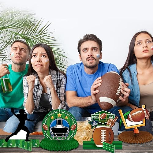 Miniatura 6 de 12 piezas de decoración de fiesta de fútbol, centro de mesa de fútbol, silueta de panal de abeja, centro de mesa para suministros temáticos