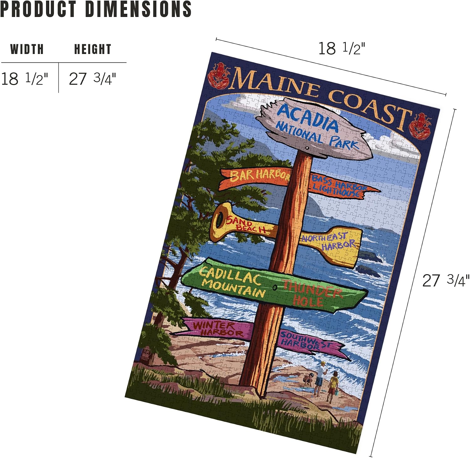 Acadia National Park, Maine, Destinations Sign (1000 Piece Puzzle, Challenging Jigsaw Puzzle for Adults, Made in USA)