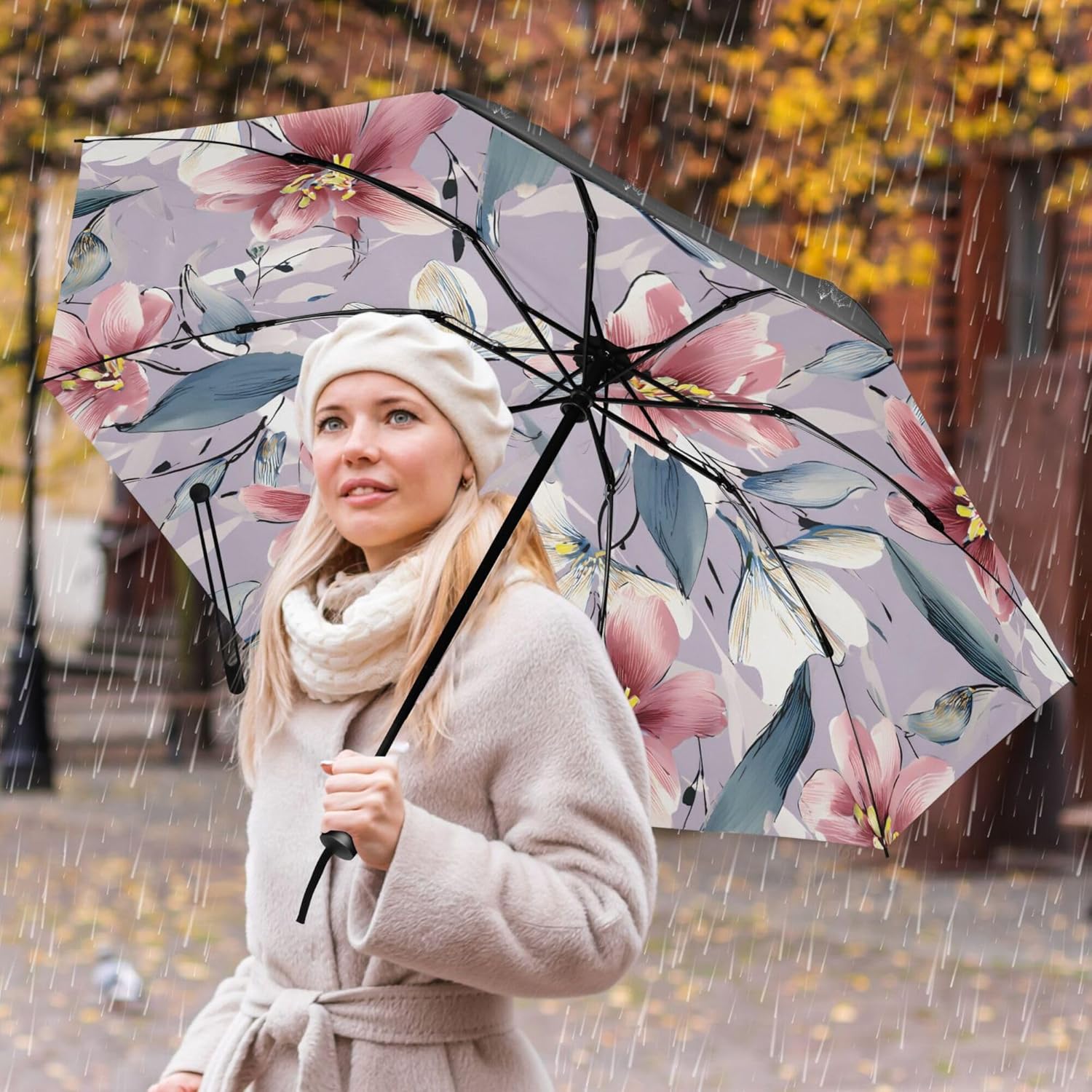 Automatic Folding Umbrella Windproof Strong, UV Protection Compact Starry Sky Sun Rain Sun Rain Travel Umbrellas for Women Men
