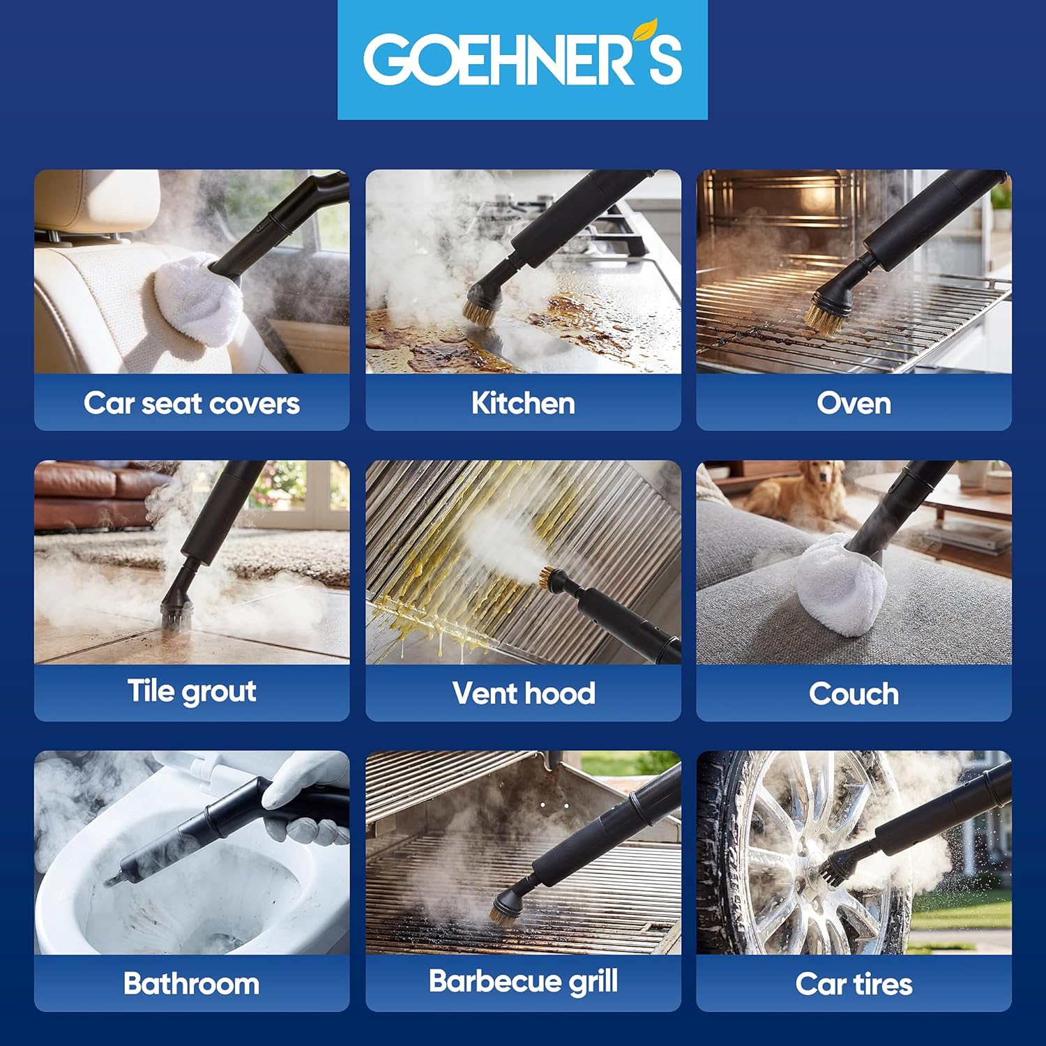 2026 Upgraded Handheld Steam Cleaner, 230°F/3.5 Bar High-Pressure Portable Hand Held Steamer for Home & Car, 30s Heat-Up, Chemical-Free Deep Cleaning for Kitchen, Bathroom, Grout & Car Detailing-White