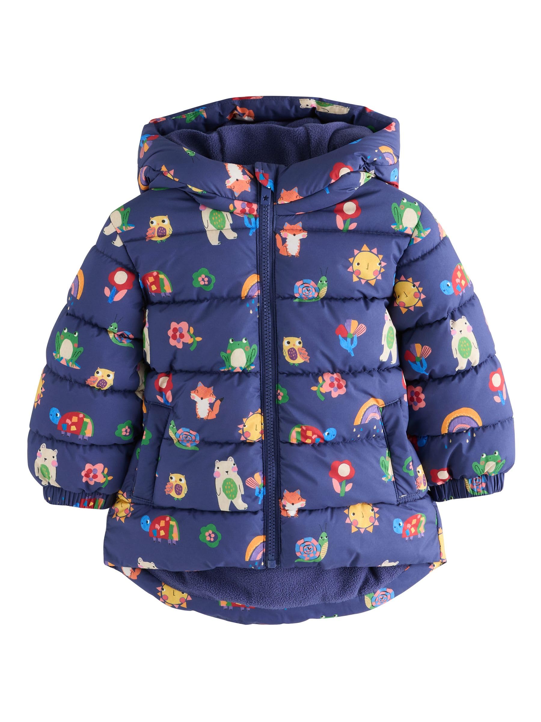 NEXT Ragazza Cappotto impermeabile imbottito con fodera in pile e cappuccio | Bambino, Standard, Zipper, Lavabile in lavatrice