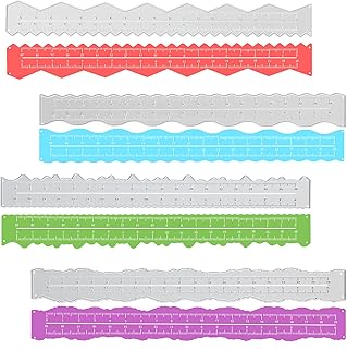 4 Pieces 8.4 Inches Metal Irregular Edges Ruler Deckle Edges Ruler Measuring Embossing Cutting Dies Paper Tearing Ruler for Card Making Scrapbooking Craft Decor School Office DIY Tools