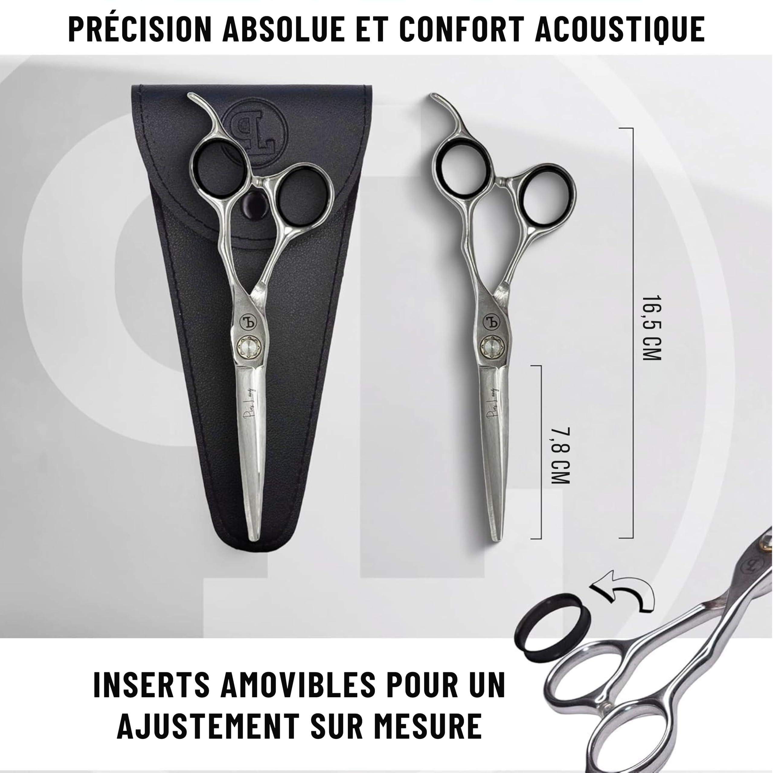 Ciseaux de Coiffure Professionnels 6,5" Lames Convexes Système de Tension à Roulement à Billes Étui