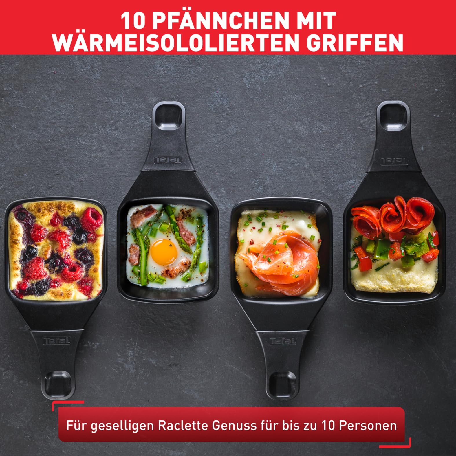 Tefal Raclette Grill Ambiance 10 Personen 1350W Edelstahl RE4588