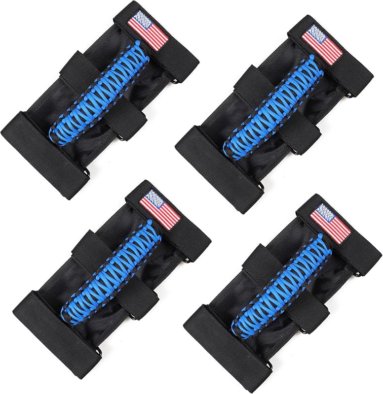 Alças de apoio azuis sukemichi para Jeep Wrangler e Gladiator – Kit com 4 unidades