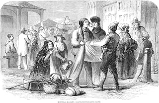 Montreal Market 1859 NMontreal Market Habitans Purchasing Cloth Wood Engraving 1859 Poster Print by (18 x 24)