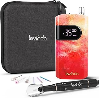 Professional Rechargeable Nail Drill Machine, Lavinda Spring 35000RPM Electric Nail File Cordless Portable Nail Drill Kit ...