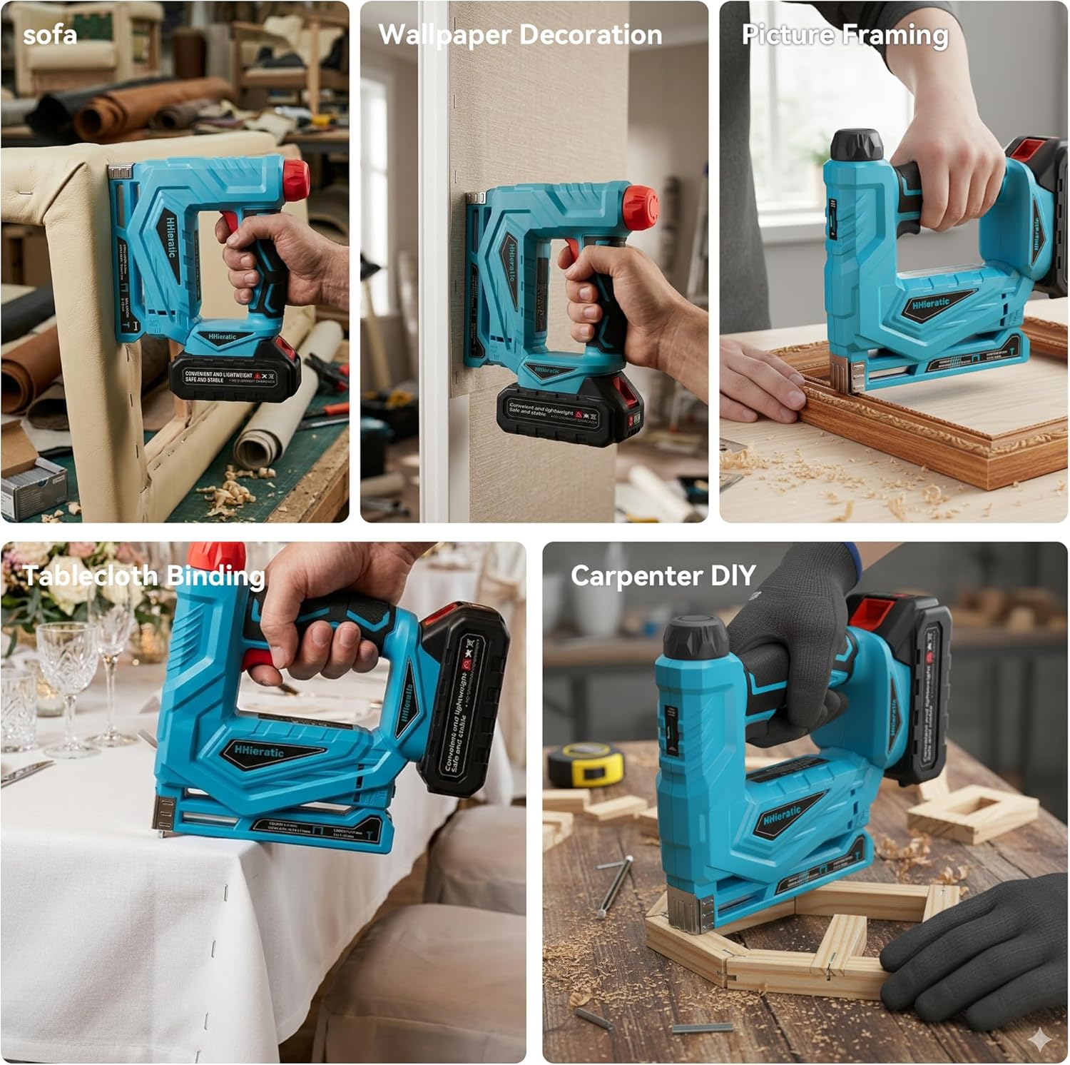 3/8” Cordless Nail Gun with 18v Battery,2 in 1 Cordless Brad Nailer,Professional Heavy Duty Nailer Gun Battery Powered with 2,000PCS Staples and 18 GA Nails for Upholstery & Family DIY