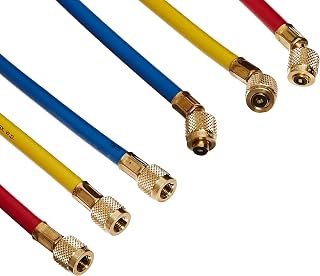 Yellow Jacket 21985 Plus II Hoses: 1/4" Flare Fittings, 60" RYB Pack of 3 - 4000 PSI HVAC Refrigerant Hoses