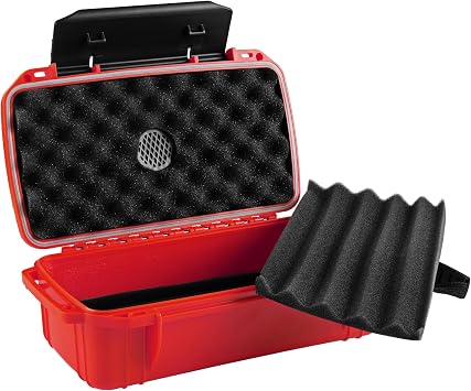 Colibri Firebird Cigar Travel Case Waterproof Crushproof Cigar Holder for 10 Cigars, Durable ABS Hard Shell, Secure Latches, Portable Cigar Storage for Travel, Golf, Outdoors (Red)
