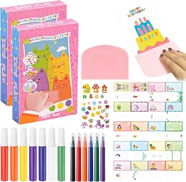 2026 New Rainbow Scratch Art Kit for Kids, Squeegee Painting Craft Cards with DIY Postcard Backs, Creative Gift Activity for Birthday Parties, Playdates, Classroom and Rainy Day Fun