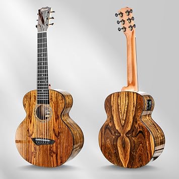 Caramel GEG95 Butterfly Bocote Glossy Guitalele | 30-inch Handmade Professional 6-String Acoustic & Electric Guitar Kit with Accessories for Travel