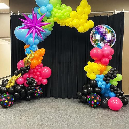 Miniatura 6 de Neon Balloons, 80s 90s Disco Hot Pink Blue Green Orange Yellow Neon Dot Balloons with Star and Disco Ball Foil Balloons for 80s 90s Rock Theme Diso