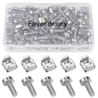 30 Pack M6 x 20mm Rack Mount Cage Nuts, Screws and Washers for Rack Mount Server Cabinet, Rack Mount Server Shelves, Routers Silver