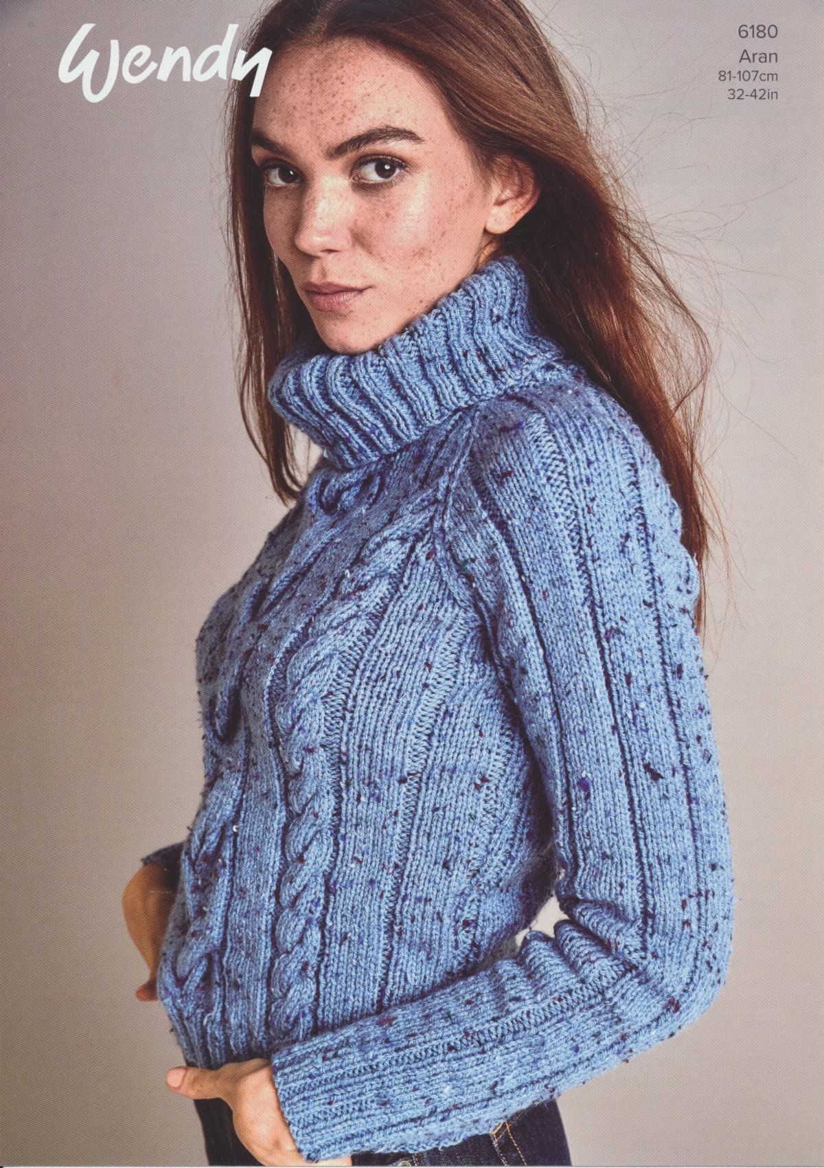 Wendy Women's Multi Aran Knitting Pattern For Roll Neck Cable Knit Sweater Jumper (6180)