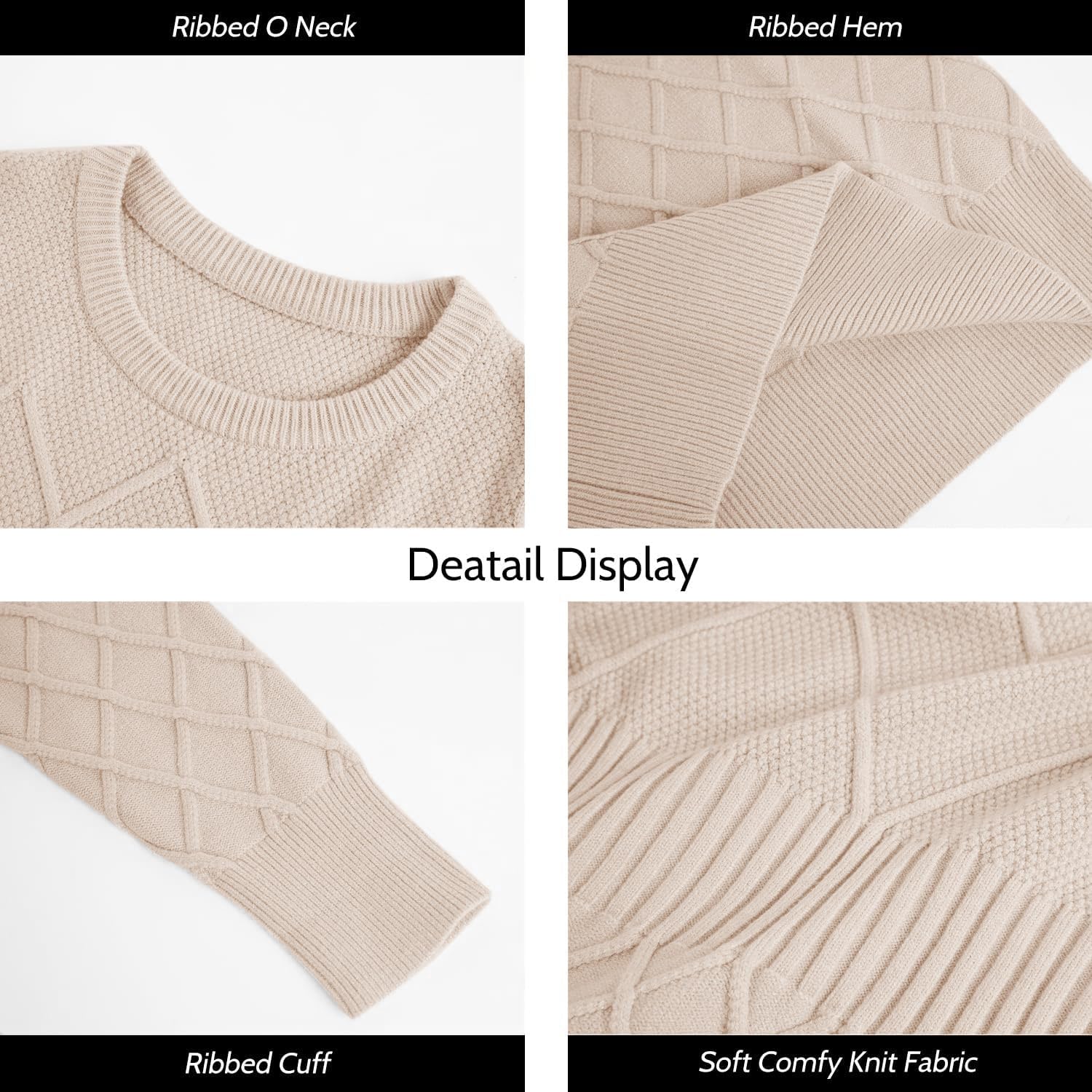 Dyexces Womens Sweater Dress Long Sleeve Crewneck Diamond Knit Sweater Dresses Sexy Slim Fit Pullover Dress - Image 5