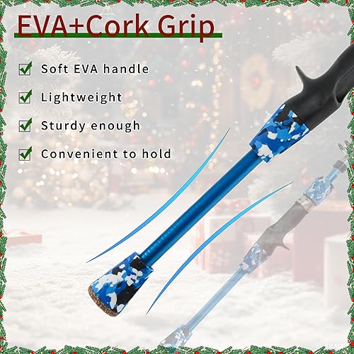 Miniatura 6 de Juego de caña de pescar para niños, caña de pescar telescópica portátil y carrete combo completo para niños, niñas, principiantes, jóvenes Azul,Azul