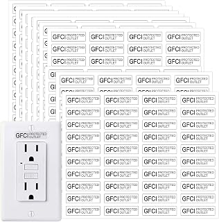 400PCS GFCI Stickers for Outlets Plate,GFCI Protected Outlet Labels Stickers for Receptacles,GFCI No Equipment Ground Clear Sticker Decals,Ungrounded Outlet Sticker(0.27"x1")