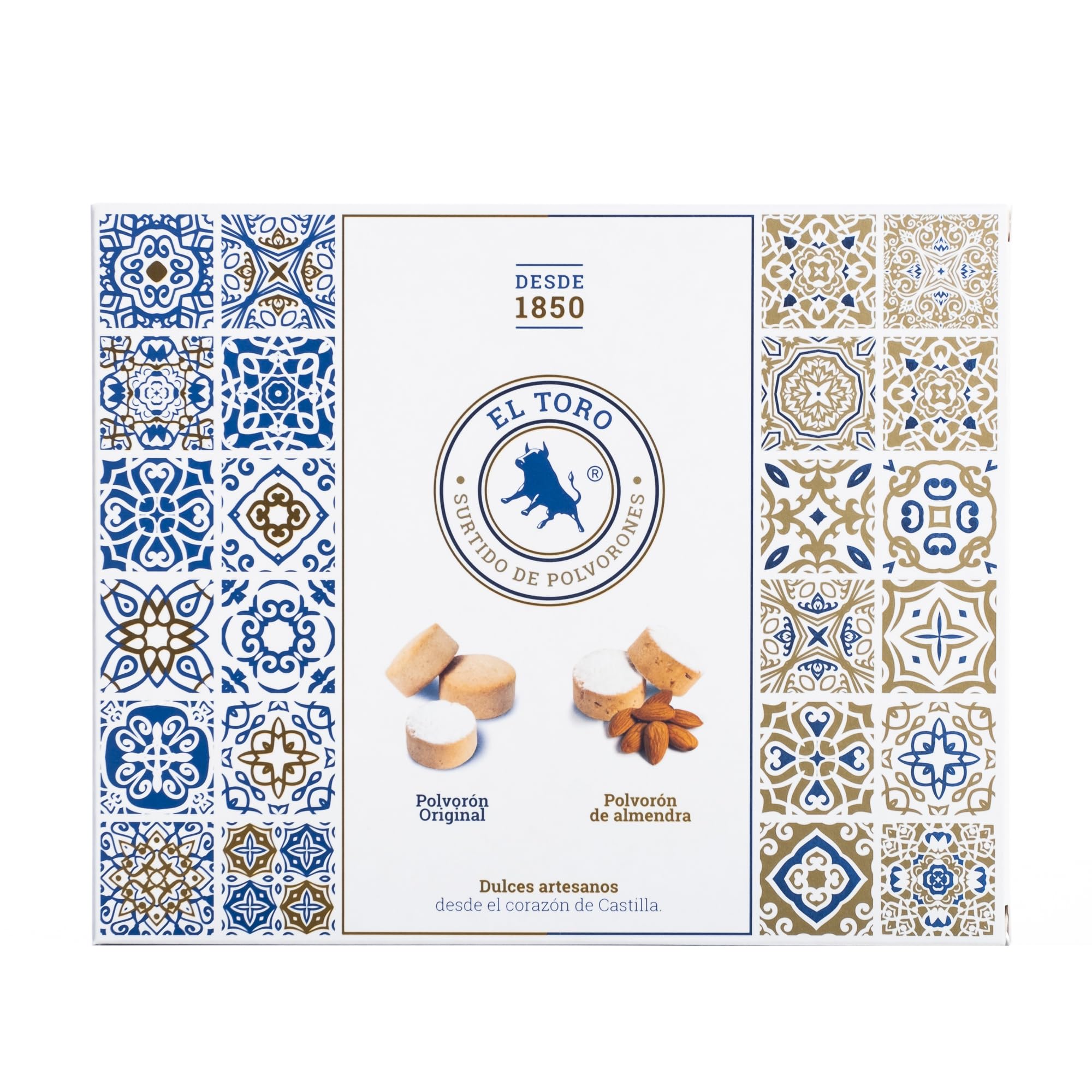 El Toro - Surtido de Polvorones el Toro Almendra y Original - estuche 500 gramos - Valladolid (Tordesillas) - elaborados con almendras y harina- dulces Navidad - receta tradicional