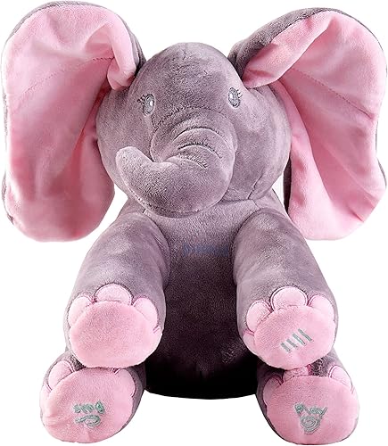 Dimple Kaia Baby - Peluche animado de peluche cantando Peek A Boo Elephant interactivo Peek-a-Boo para niños pequeños con orejas en movimiento